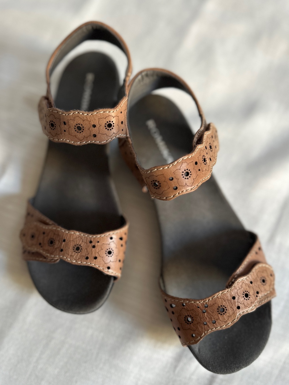 ROMIKA Brown Leather Floral Perforated Comfort Sandals | 38
